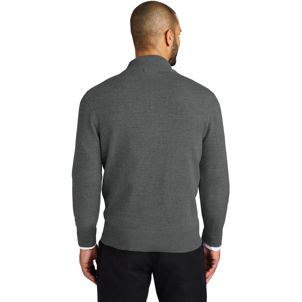 Port Authority Men's Charcoal Heather Easy Care 1/4-Zip Sweater