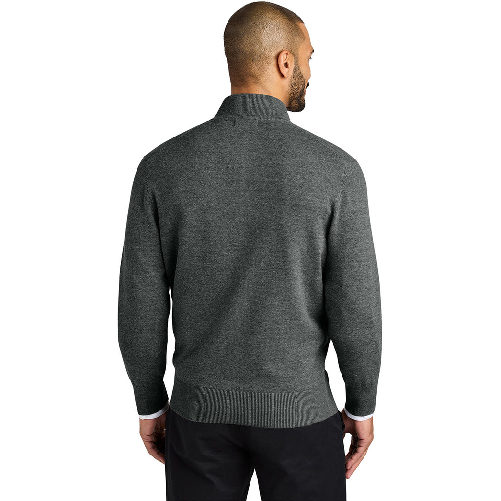 Port Authority Men's Charcoal Heather Easy Care Full-Zip Sweater