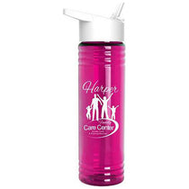 Garyline Transparent Hot Pink Slim Fit Bottle with Flip-Straw Lid - 24 oz.