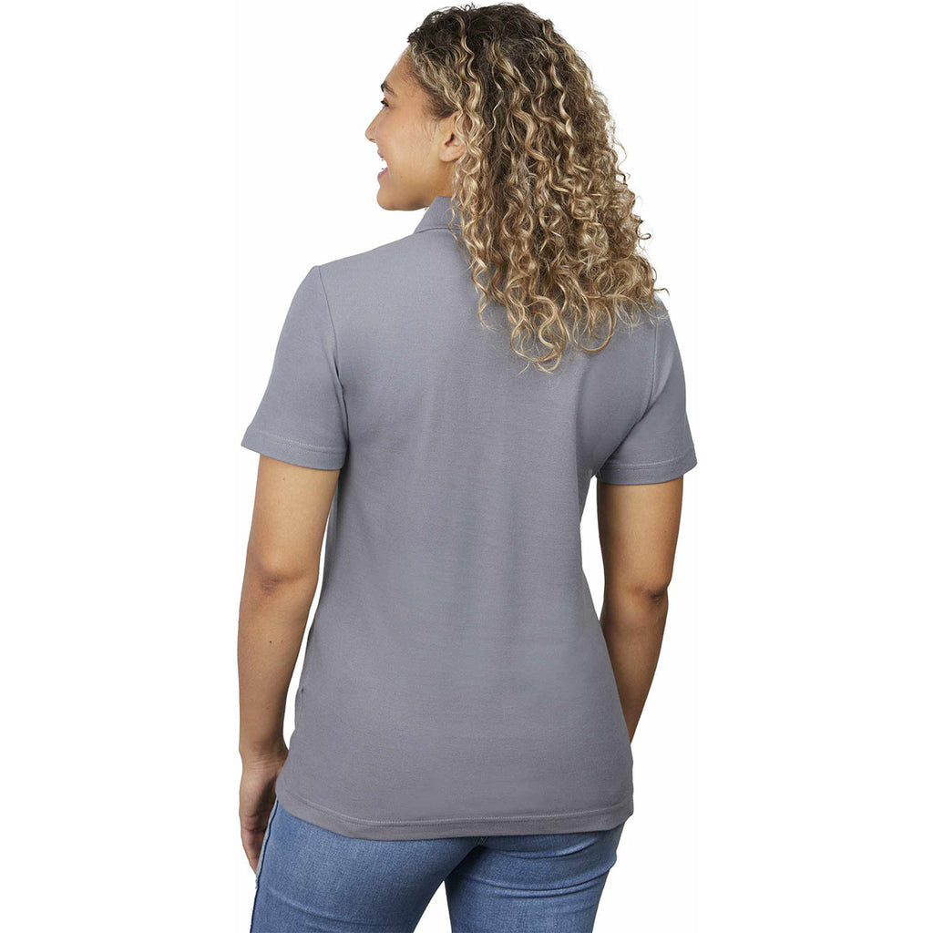 Elevate Women's Steel Grey Palo Short Sleeve 100% Cotton Pique Polo