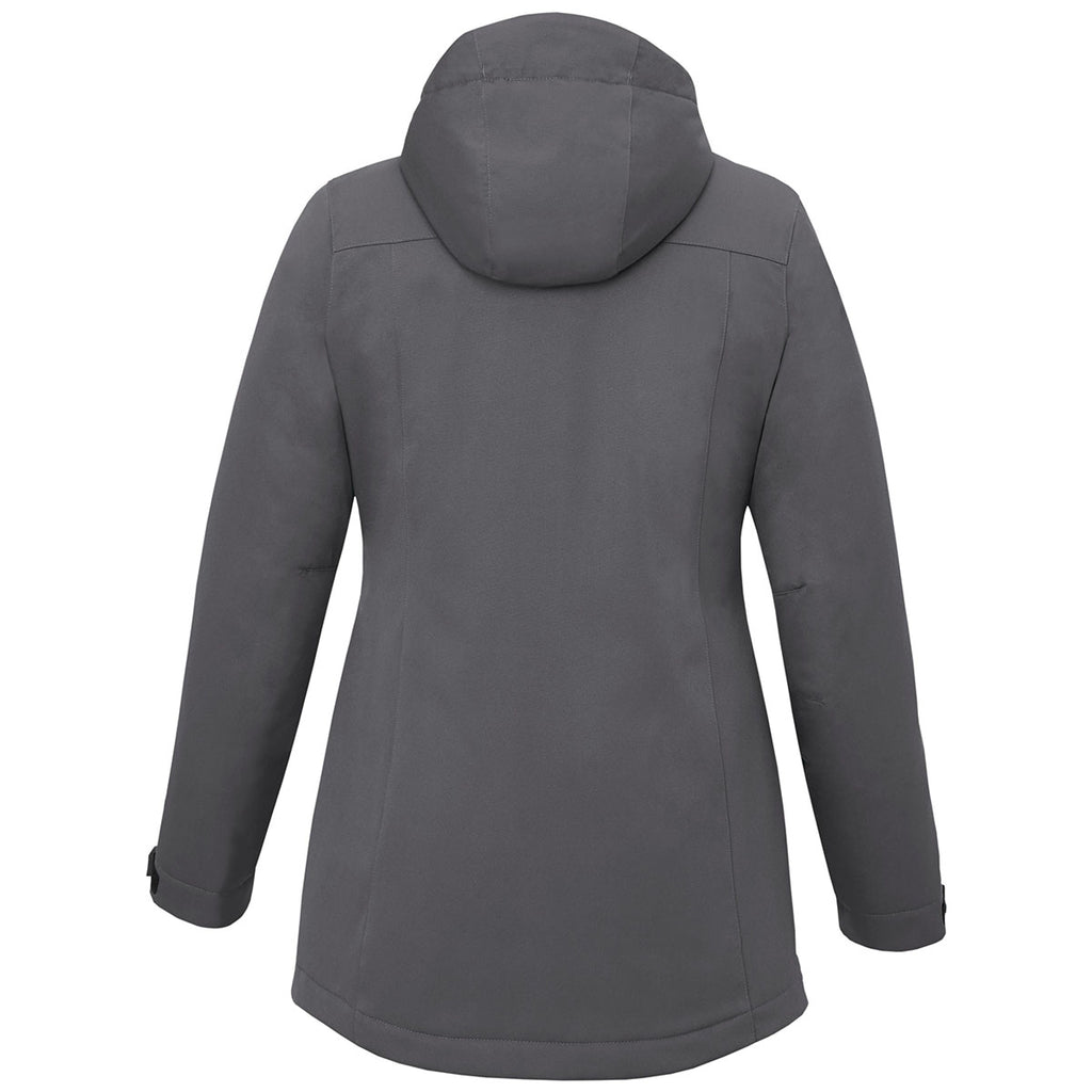 Elevate Women's Steel Grey Lena Eco Water Repellent Insulated Jacket With Hoodie