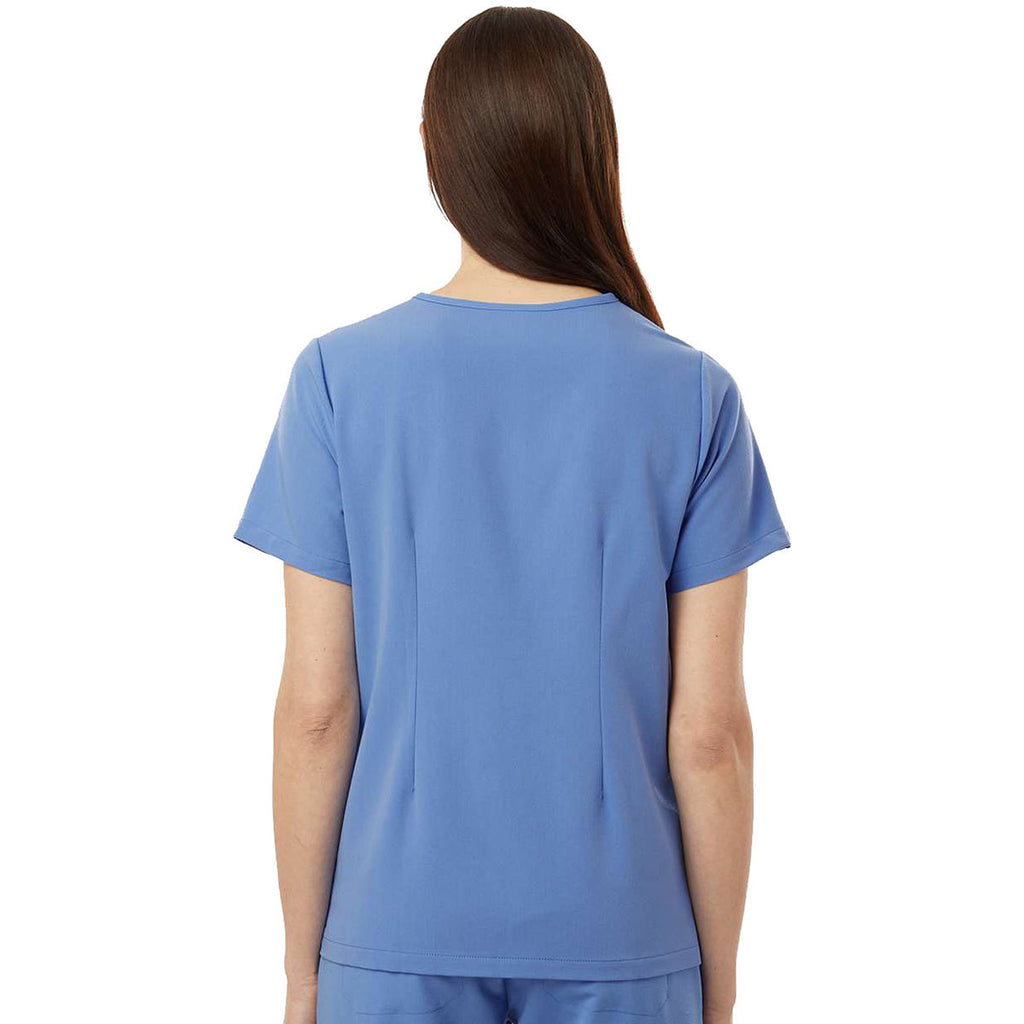 Jaanuu Women's Ceil Blue Rhena Essential 1-Pocket Scrub V-Neck Top