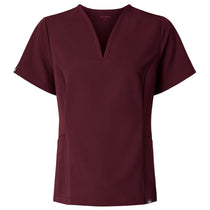 Jaanuu Women's Burgundy Calix Fit & Flare Scrub V-Neck Top