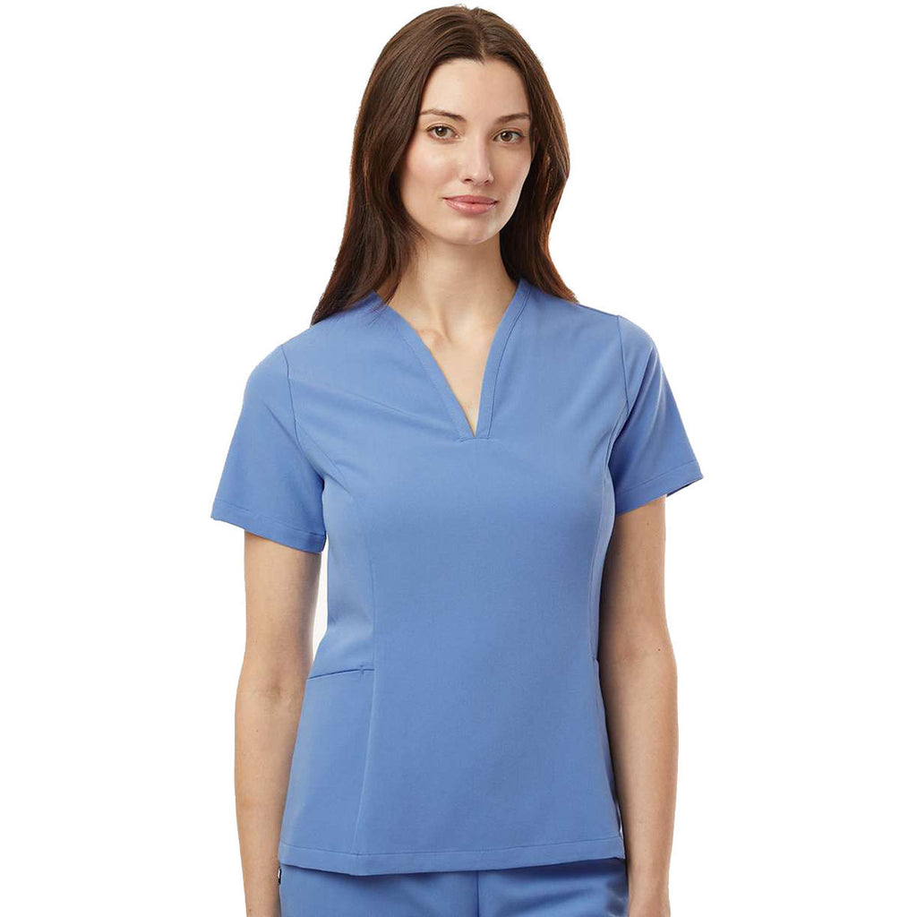 Jaanuu Women's Ceil Blue Calix Fit & Flare Scrub V-Neck Top