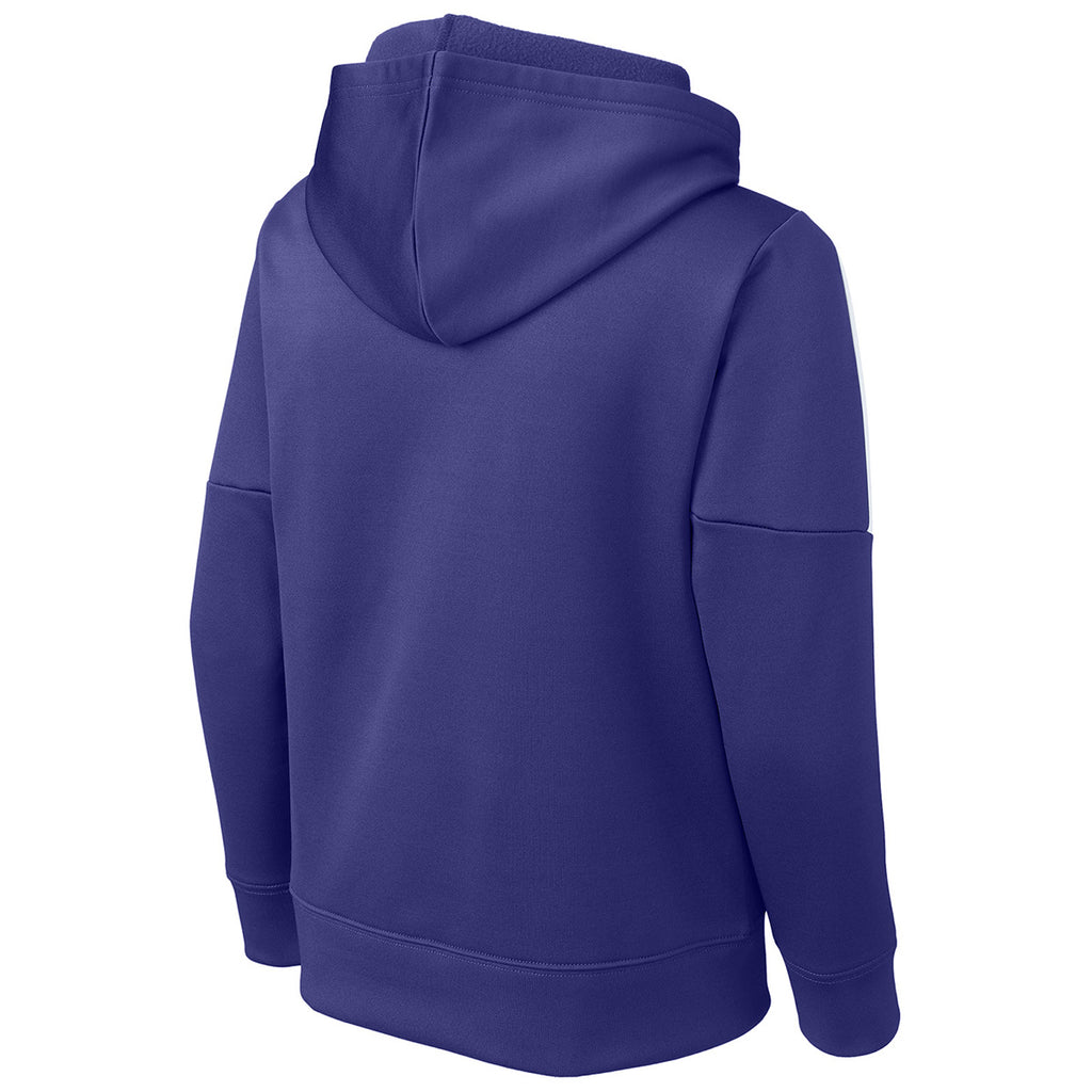 Sport-Tek Youth Purple/ White Sport-Wick Fleece United Pullover Hoodie