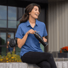 Zusa Women's Vivid Blue/Navy Heather Stripe Polo