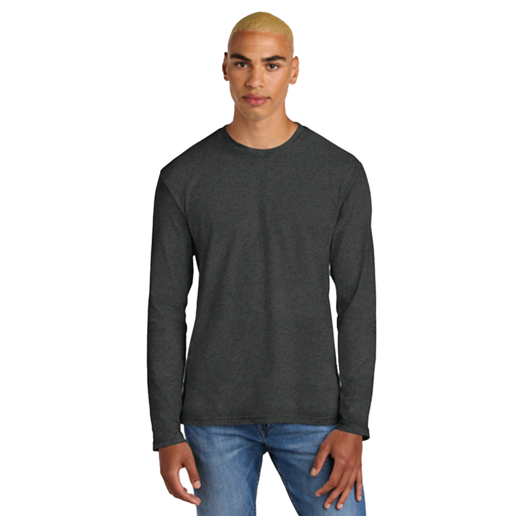 District Unisex Heathered Charcoal Perfect Weight Long Sleeve Tee