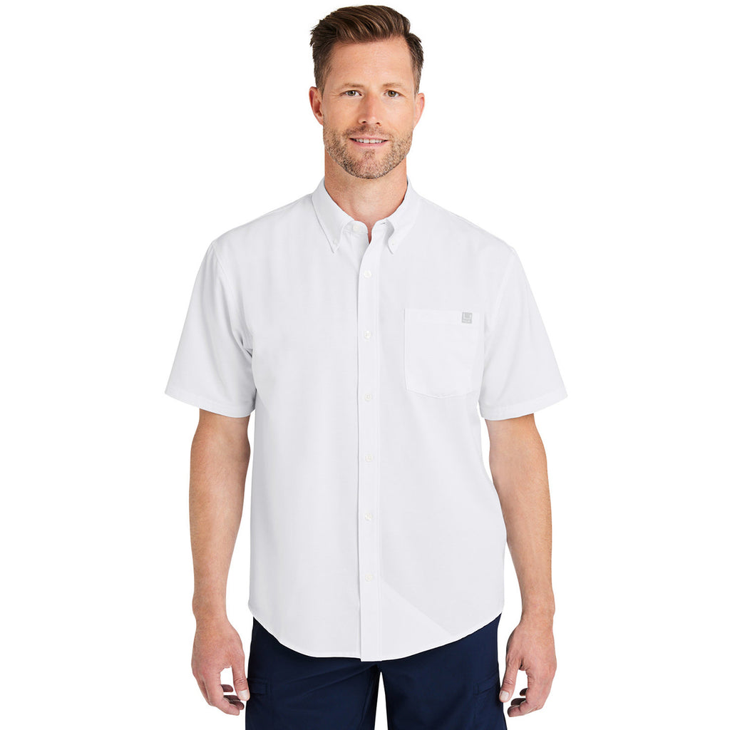 HUK Men's White Kona Solid Short Sleeve Shirt