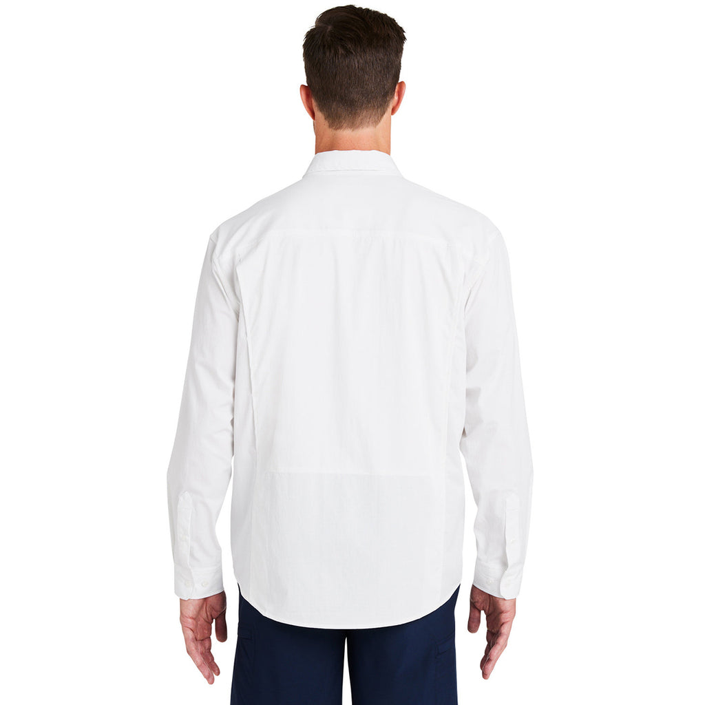 HUK Men's White Creekbed Long Sleeve Shirt