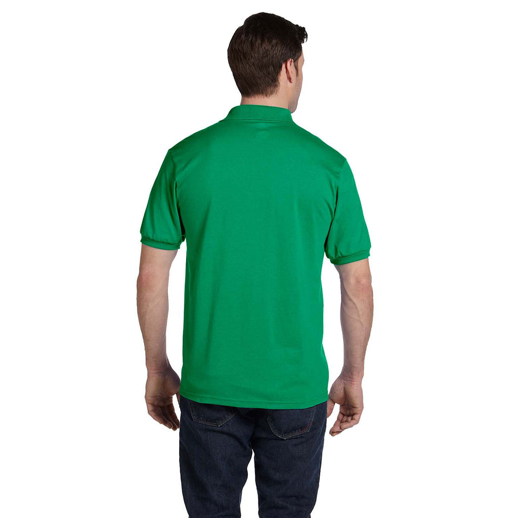 Hanes Men's Kelly Green 5.2 oz. 50/50 EcoSmart Jersey Knit Polo