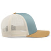 Pacific Headwear Smoke Blue/Beige/Amber Gold Snapback Trucker Mesh Cap