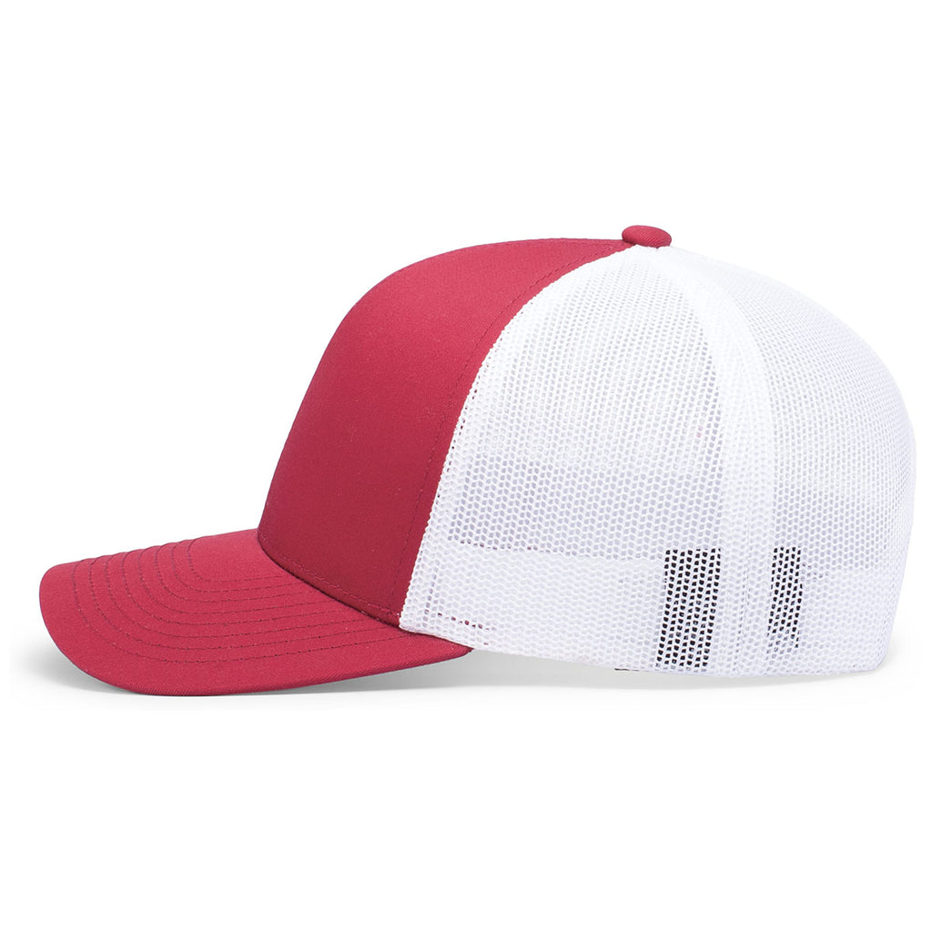 Pacific Headwear Cardinal/White/Cardinal Snapback Trucker Mesh Cap