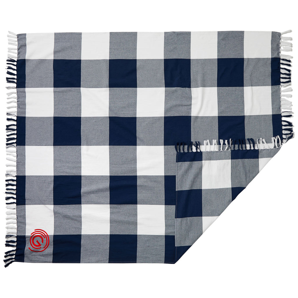 Field & Co. Navy 100% Organic Cotton Check Throw Blanket