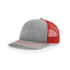 Richardson Heather Grey/Red Mesh Back Split Trucker Hat