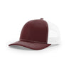 Richardson Maroon/White Mesh Back Split Trucker Hat