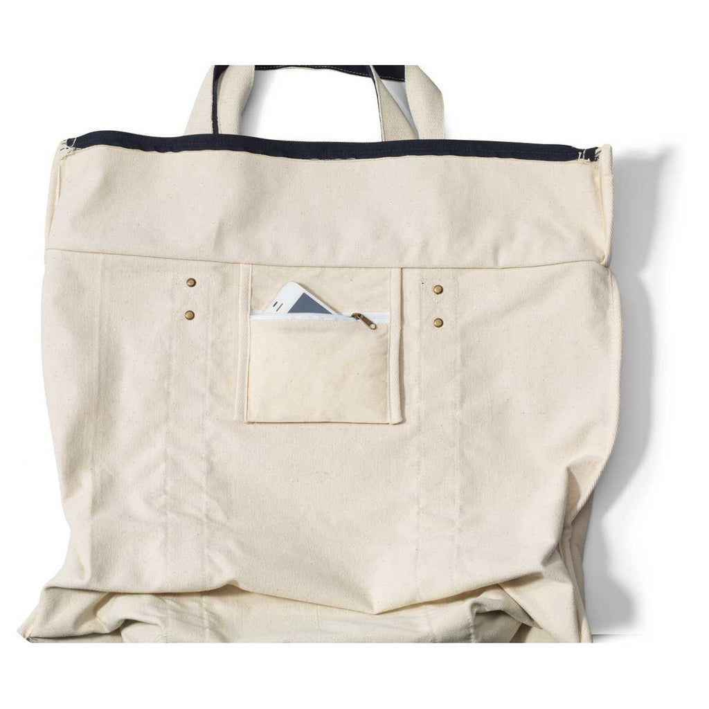 Gemline Navy Blue Seaside Zippered Cotton Tote