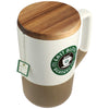 Leed's White Tahoe Tea & Coffee 16oz Ceramic Mug with Wood Lid