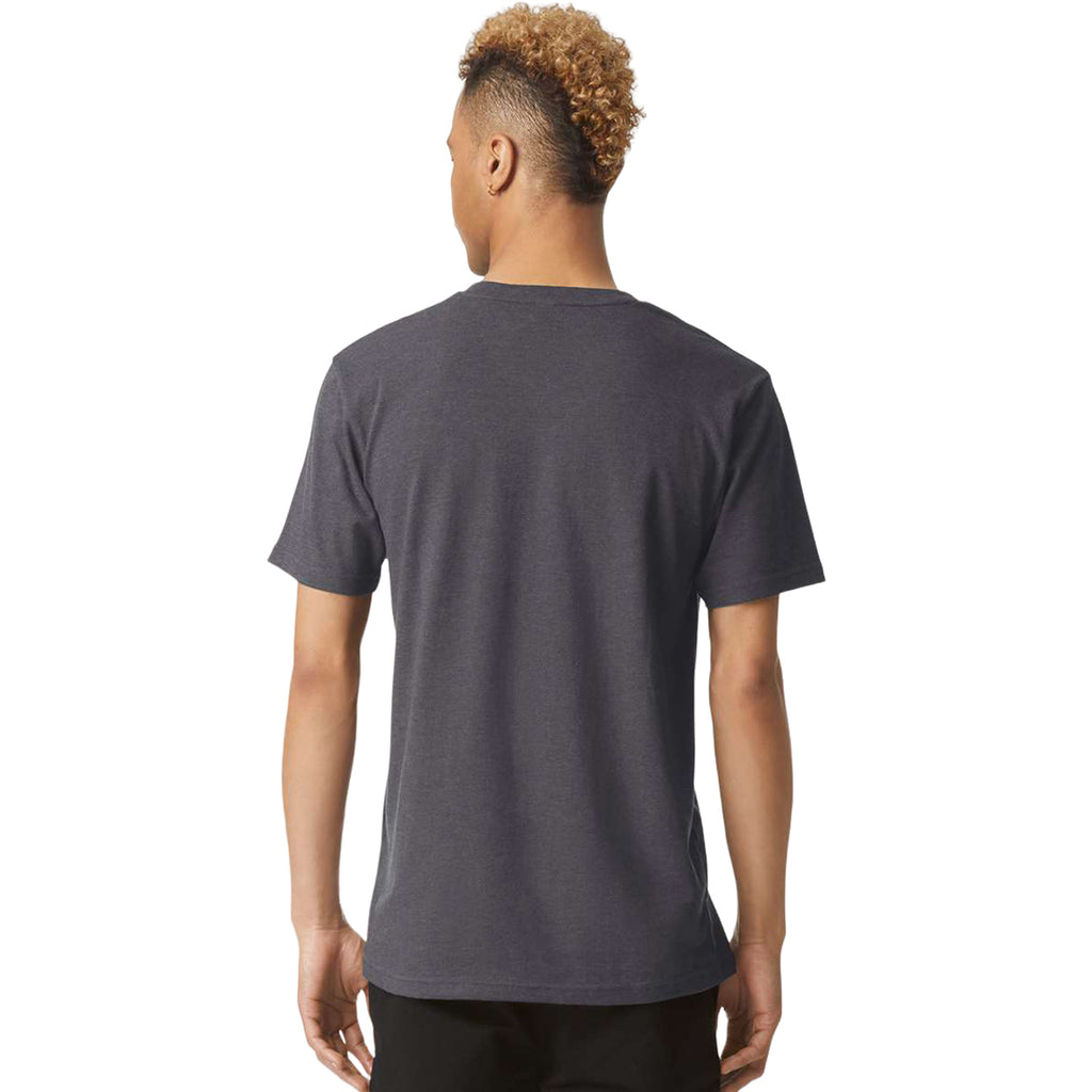 American Apparel Men's Heather Charcoal CVC Henley Tee