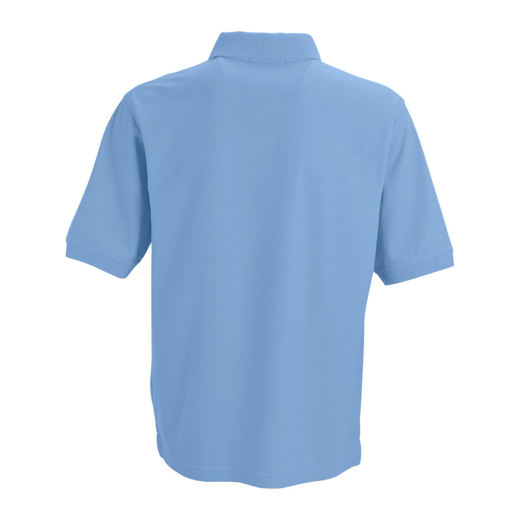 Vantage Men's Carolina Blue Soft-Blend Double-Tuck Pique Polo