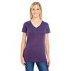 Threadfast Women's Berry Cross Dye Short-Sleeve V-Neck T-Shirt