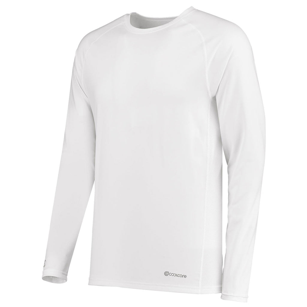 Holloway Men's White Electrify Coolcore Long Sleeve Tee