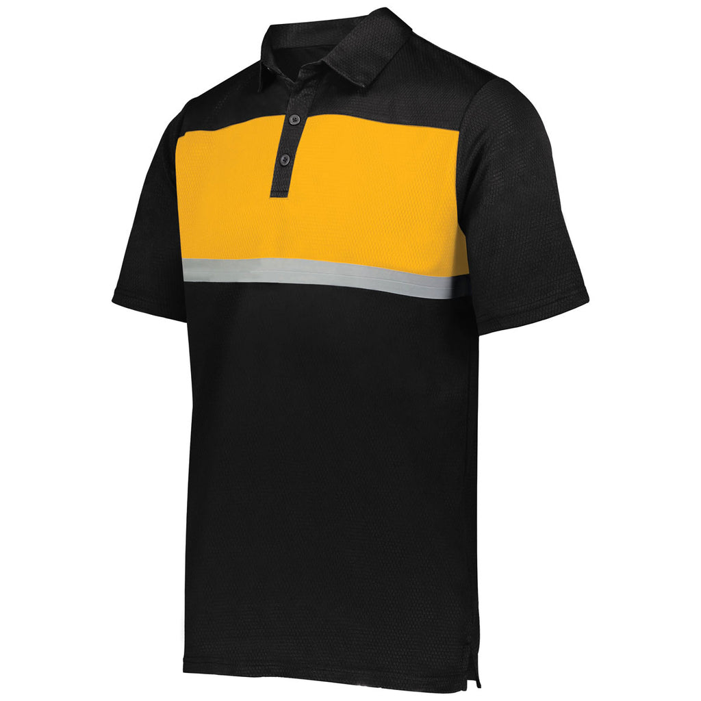 Holloway Men's Black/Gold Prism Bold Polo