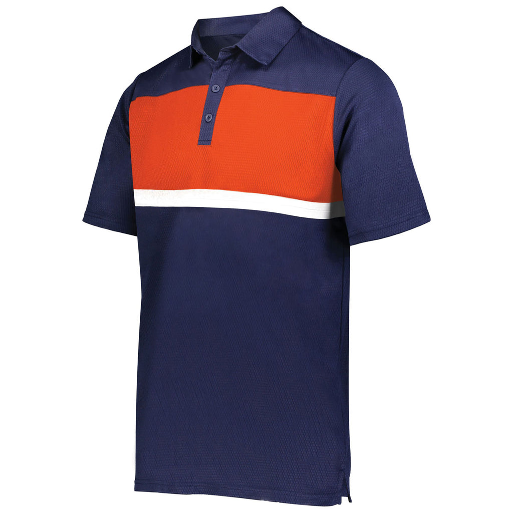 Holloway Men's Navy/Orange Prism Bold Polo