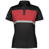 Holloway Women's Black/Scarlet Prism Bold Polo