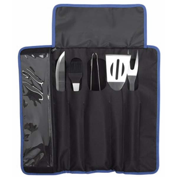 Koozie Black/Blue Kamp 5-Piece BBQ Set