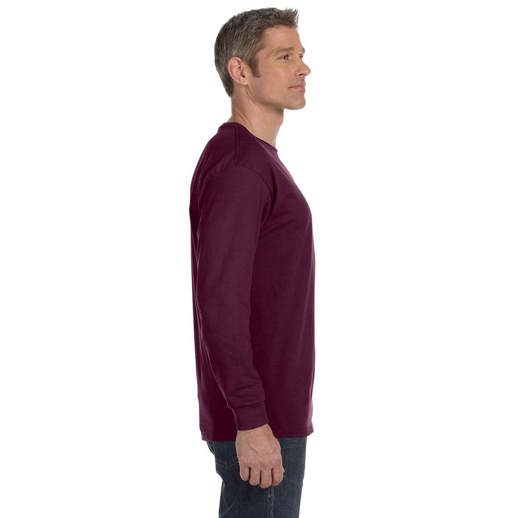 Jerzees Men's Maroon 5.6 Oz Dri-Power Active Long-Sleeve T-Shirt