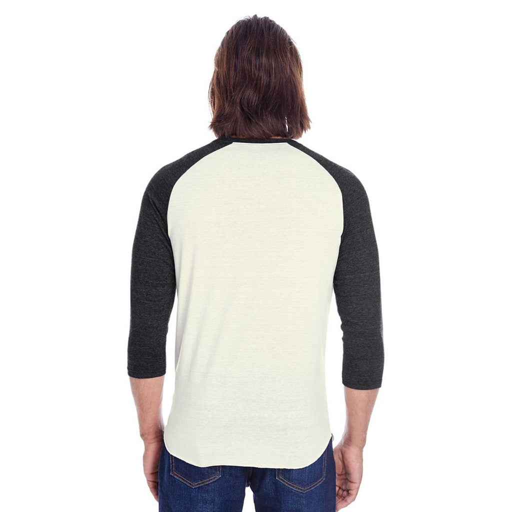 Threadfast Apparel Unisex Cream/Black Triblend 3/4-Sleeve Raglan