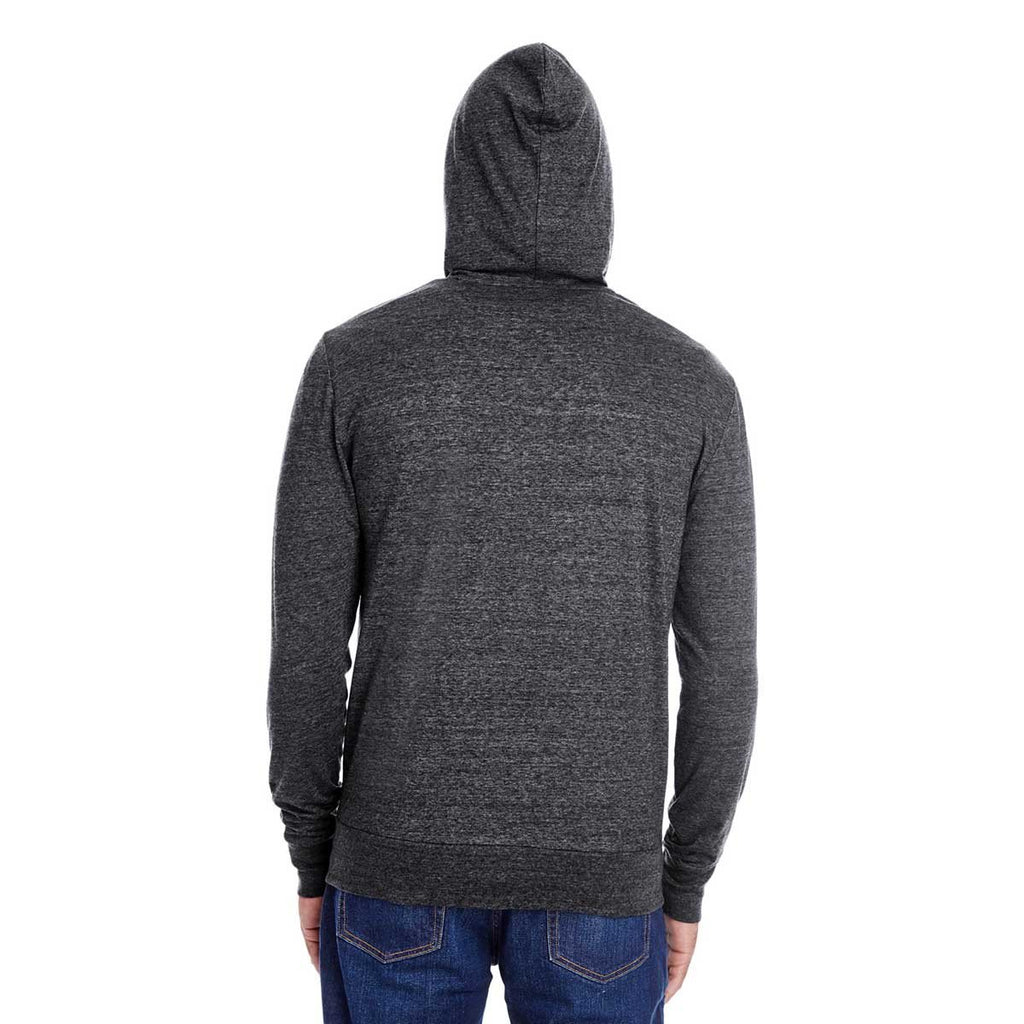 Threadfast Apparel Unisex Black Triblend Full-Zip Light Hoodie