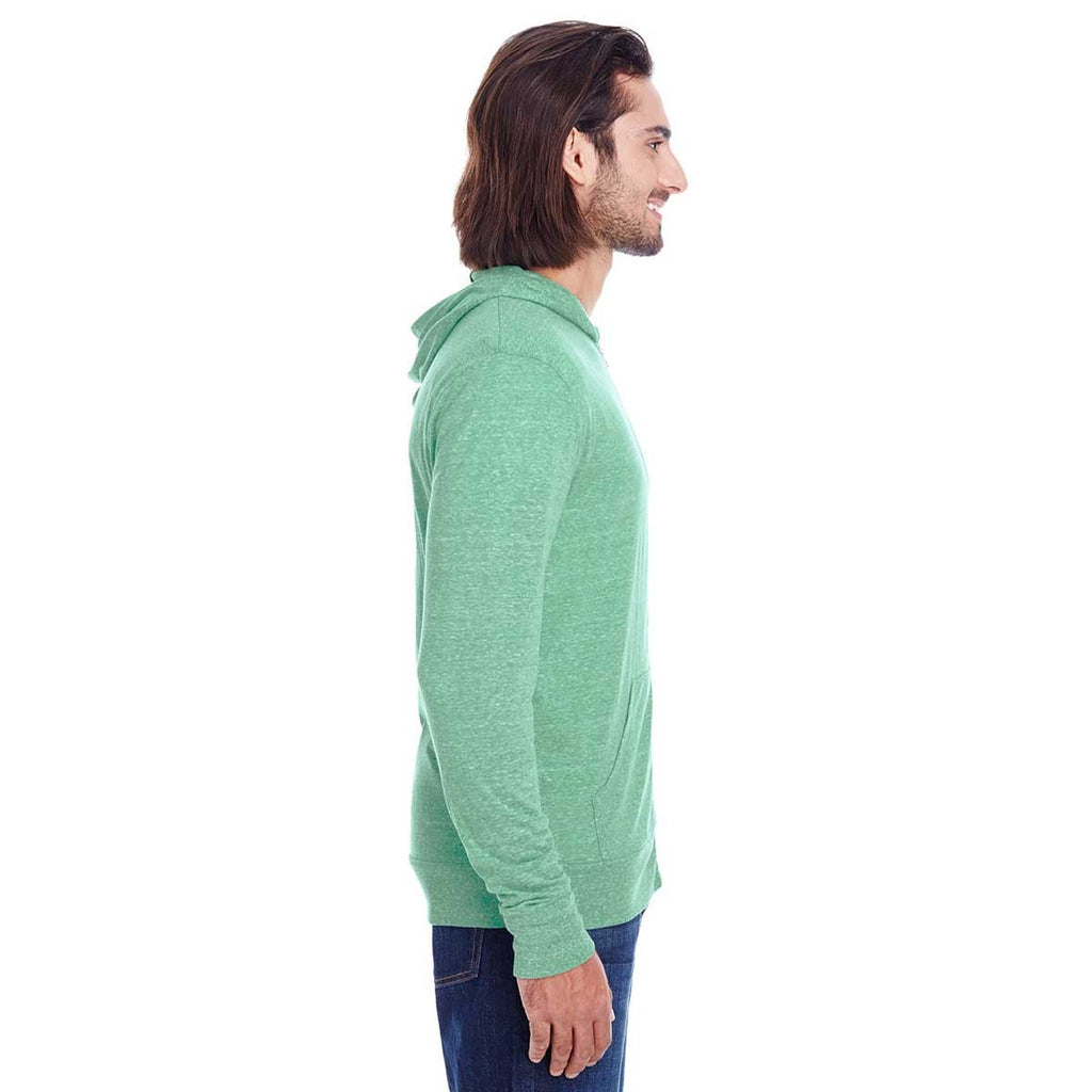 Threadfast Apparel Unisex Green Triblend Full-Zip Light Hoodie