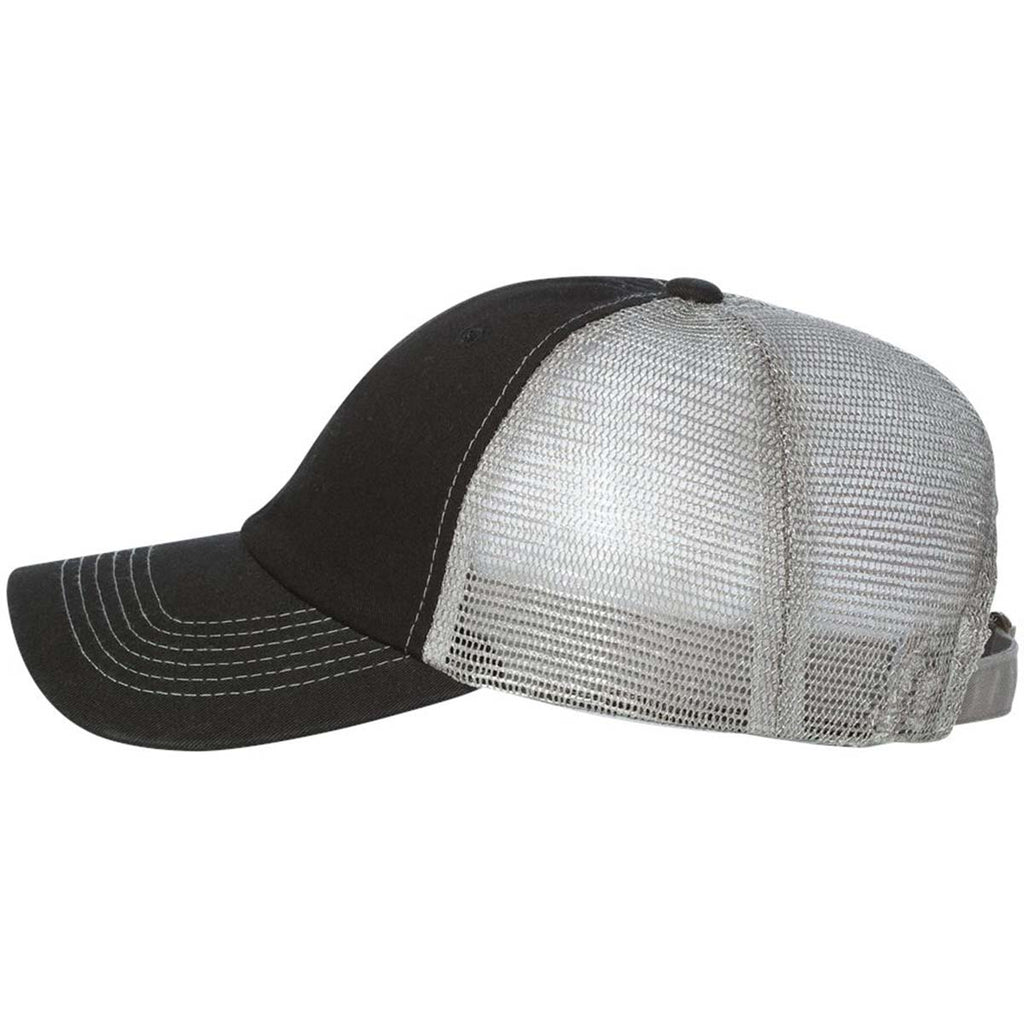 Sportsman Black/Grey Contrast Stitch Mesh Cap