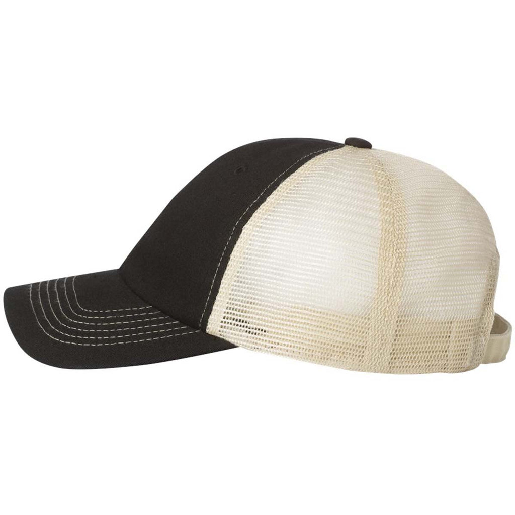 Sportsman Black/Stone Contrast Stitch Mesh Cap