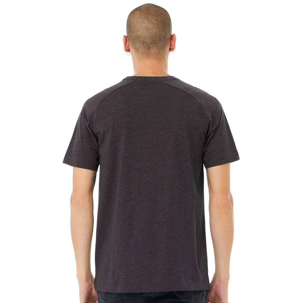 Bella + Canvas Men's Dark Grey Heather Heather CVC Raglan Tee