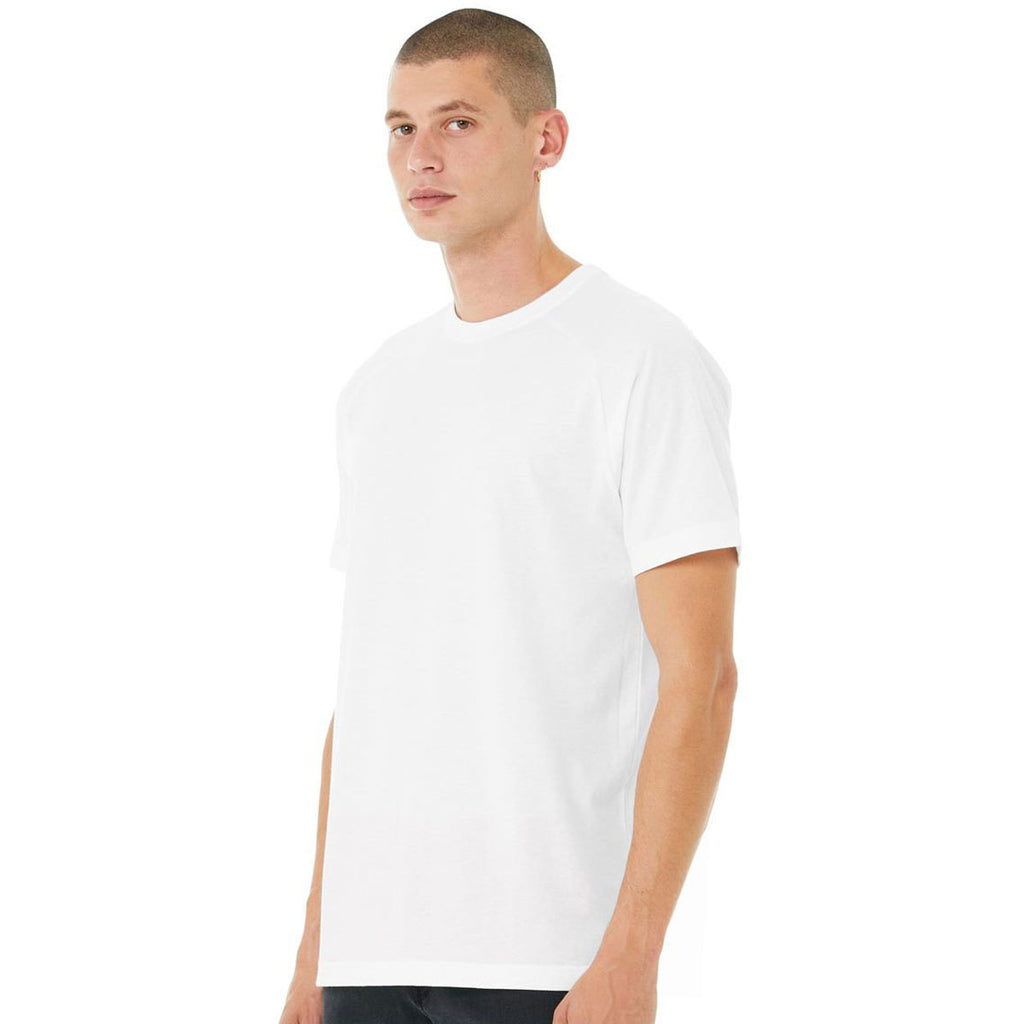 Bella + Canvas Men's Solid White Blend Heather CVC Raglan Tee