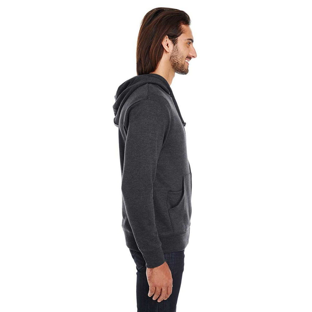 Threadfast Apparel Unisex Black Heather Triblend French Terry Full-Zip