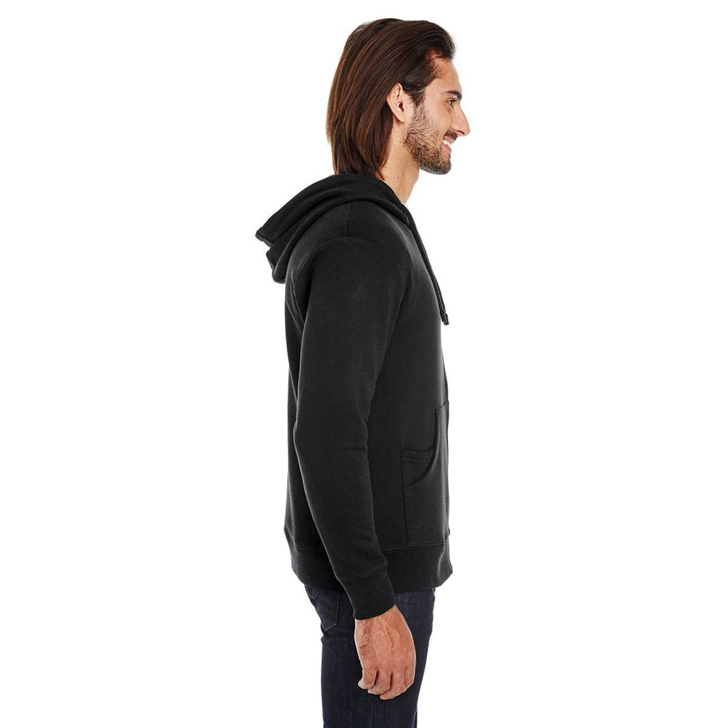 Threadfast Apparel Unisex Black Solid Triblend French Terry Full-Zip