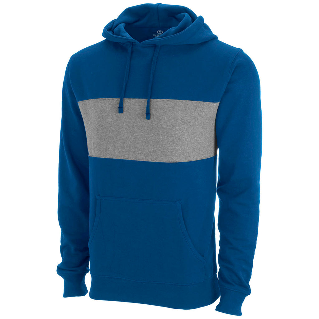 Vantage Men's Royal Premium Cotton Blocked Fleece Pullover Hoodie