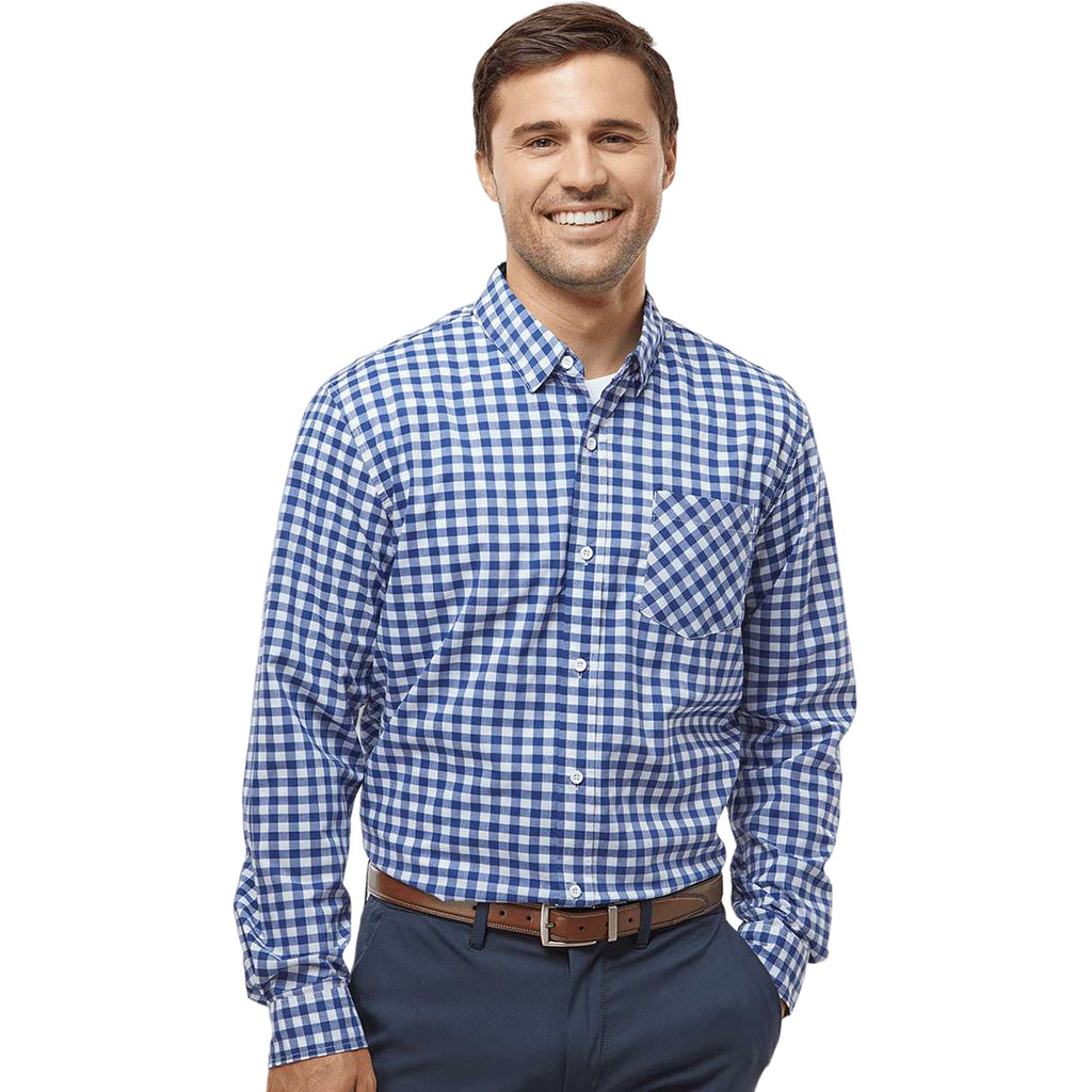 Burnside Men's Navy/White Gingham Technical Stretch Burn Shirt