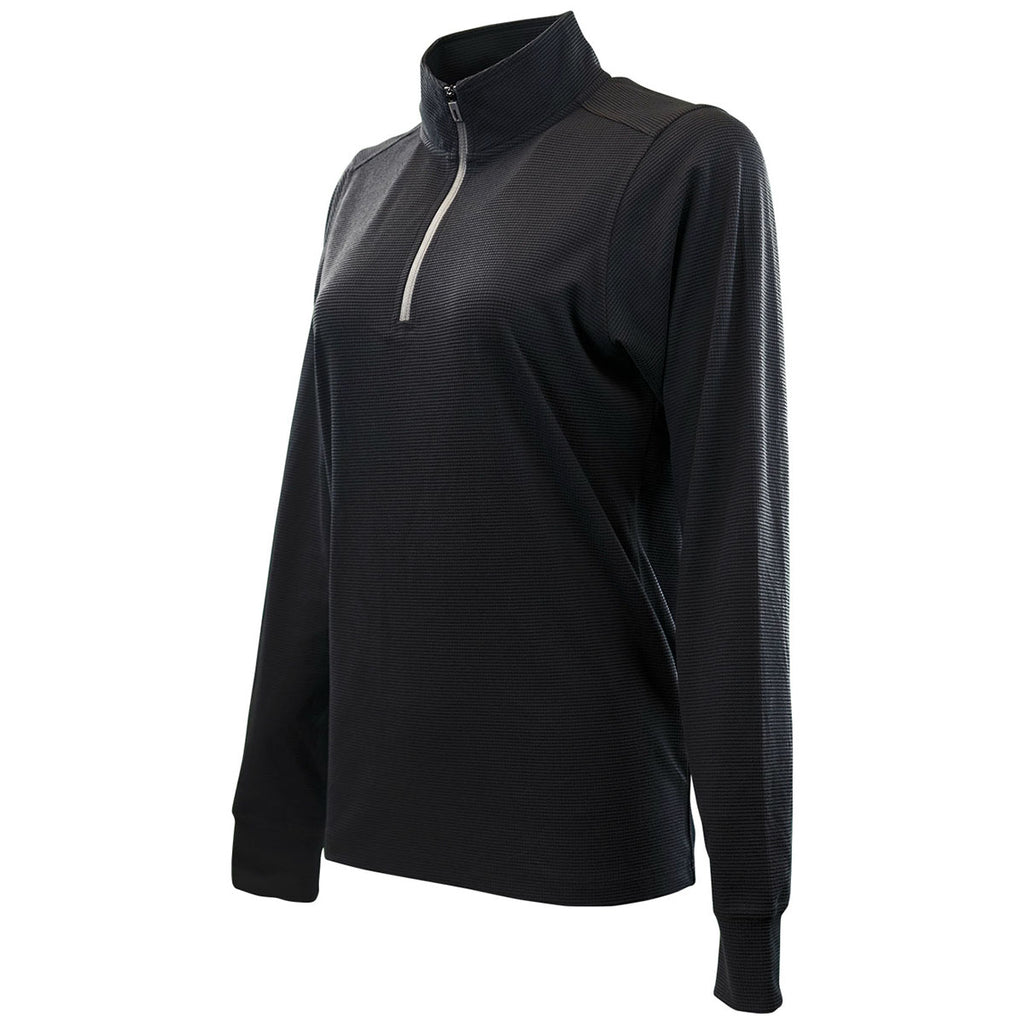 Vantage Women's Black Grid Quarter Zip Pullover