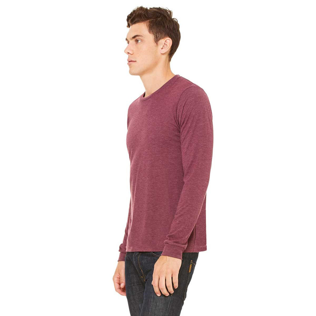 Bella + Canvas Men's Maroon Triblend Jersey Long-Sleeve T-Shirt