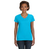 LAT Women's Aqua V-Neck Fine Jersey T-Shirt