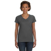 LAT Women's Charcoal V-Neck Fine Jersey T-Shirt