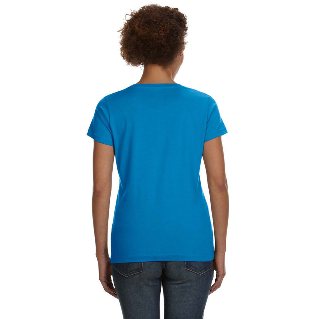 LAT Women's Cobalt V-Neck Fine Jersey T-Shirt