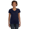 LAT Women's Navy V-Neck Fine Jersey T-Shirt