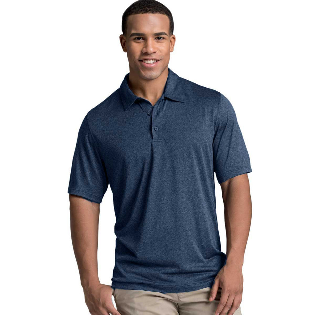 Charles River Men's Navy Heather Heathered Polo