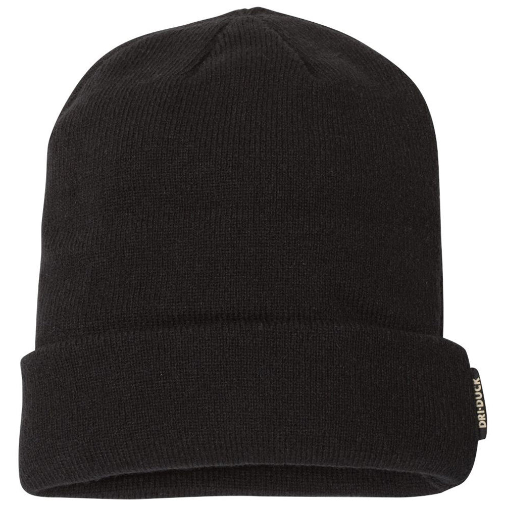 Dri Duck Unisex Black 12" Basecamp Performance Knit Beanie