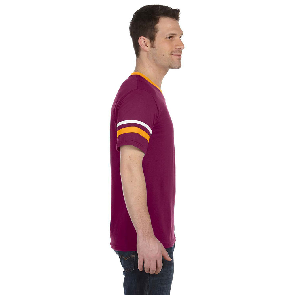 Augusta Sportswear Men's Maroon/Gold/White Sleeve Stripe Jersey